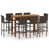 vidaXL 9 Piece Garden Bar Set Brown