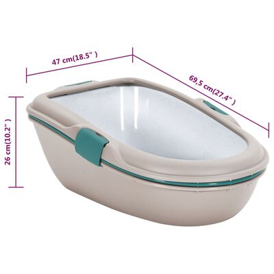 vidaXL Cat Litter Box Brown and White 69.5x47x26 cm PP