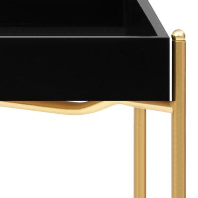 vidaXL Side Table Black and Gold 38x38x38.5 cm MDF