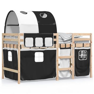 vidaXL Kids' Loft Bed with Tunnel without Mattress White&Black 80x200 cm