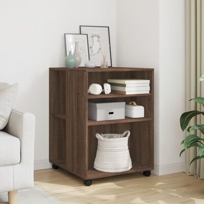 vidaXL Side Table with Wheels Brown Oak 55x60x78 cm Engineered Wood