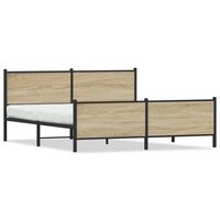 vidaXL Metal Bed Frame without Mattress Sonoma Oak 193x203 cm