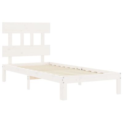 vidaXL Bed Frame without Mattress White Single Solid Wood Pine