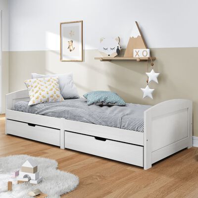 vidaXL Day Bed with 2 Drawers without Mattress "IRUN" White 90x200 cm