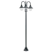 vidaXL Garden Post Light E27 220 cm Aluminium 3-Lantern Dark Green