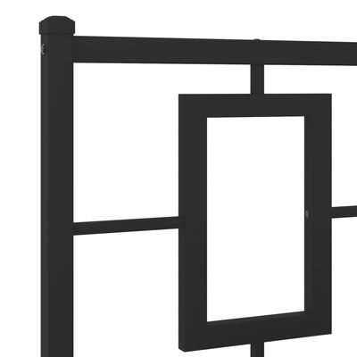 vidaXL Metal Bed Frame without Mattress with Headboard Black 183x213 cm