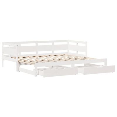 vidaXL Daybed with Trundle and Drawers without Mattress White 80x200 cm