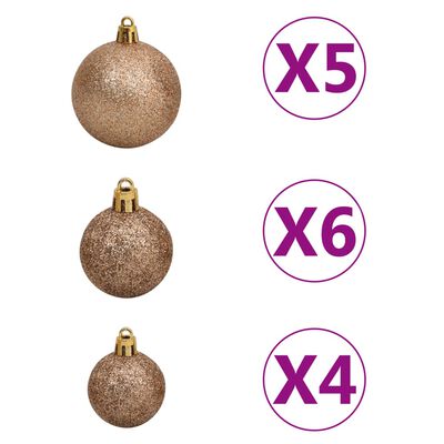 vidaXL Artificial Hinged Christmas Tree 150 LEDs & Ball Set 150 cm