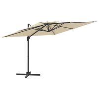 vidaXL Double Top Cantilever Garden Parasol Sand White 400x300 cm