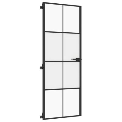 vidaXL Interior Door Slim Black 76x201.5 cm Tempered Glass and Aluminium