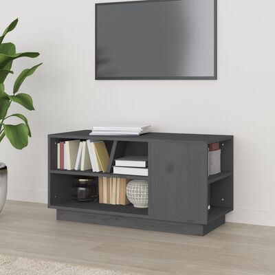 vidaXL TV Cabinet Grey 80x35x40.5 cm Solid Wood Pine