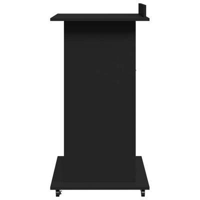 vidaXL Lectern with Wheels & Drawer Black 55x55x107 cm Engineered Wood