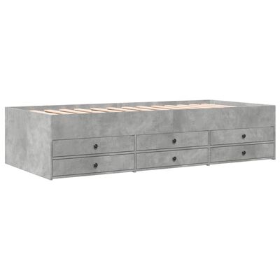 vidaXL Daybed with Drawers without Mattress Concrete Grey 75x190 cm Small Single