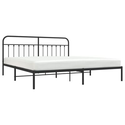 vidaXL Metal Bed Frame without Mattress with Headboard Black 193x203 cm