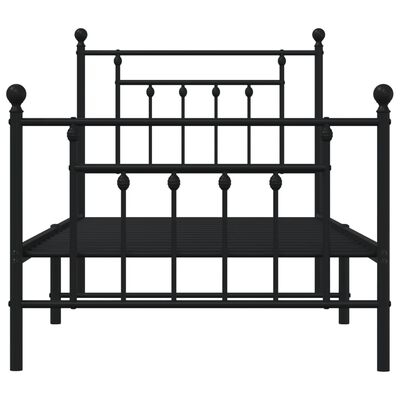 vidaXL Metal Bed Frame without Mattress with Footboard Black 90x190 cm Single