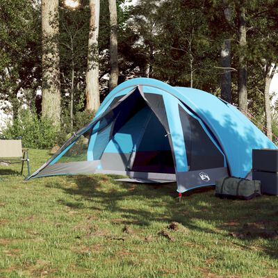 vidaXL Camping Tent Cabin 4-Person Blue Waterproof