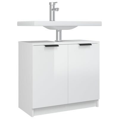 vidaXL Bathroom Cabinet High Gloss White 64.5x33.5x59cm Engineered Wood