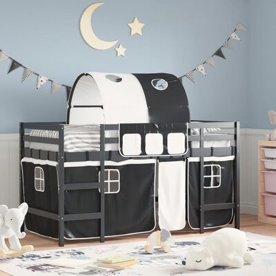 vidaXL Kids' Loft Bed with Tunnel without Mattress White&Black 90x200 cm