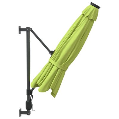 vidaXL Wall-mounted Parasol with LEDs Apple Green 290cm