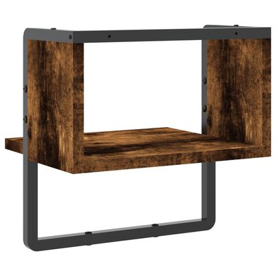 vidaXL Wall Shelf with Bar Smoked Oak 30x25x30 cm