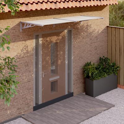 vidaXL Door Canopy Grey and Transparent 239x90 cm Polycarbonate