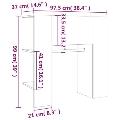 vidaXL Hallway Cabinet Concrete Grey 97.5x37x99 cm Engineered Wood