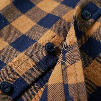 Kids' Plaid Shirt Cognac and Blue 140