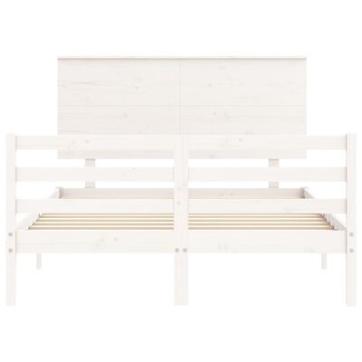 vidaXL Bed Frame without Mattress White Small Double Solid Wood