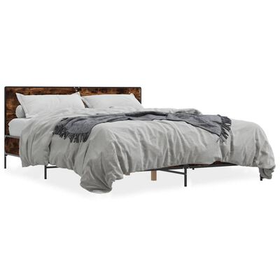 vidaXL Bed Frame without Mattress Smoked Oak 160x200 cm