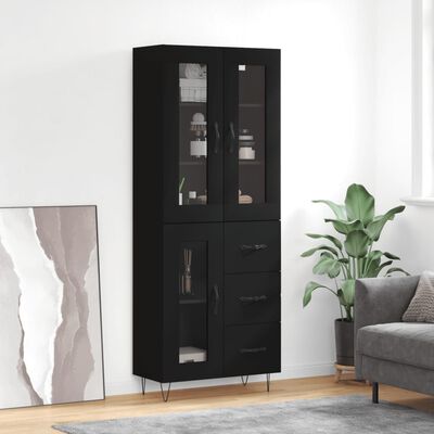 vidaXL Highboard Black 69.5x34x180 cm Engineered Wood