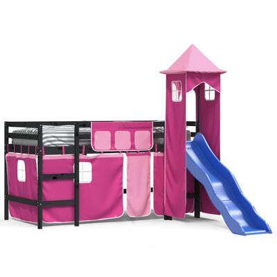 vidaXL Kids' Loft Bed with Tower without Mattress Pink 80x200 cm