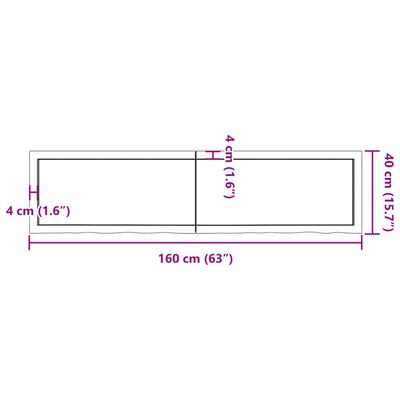 vidaXL Table Top Dark Brown 160x40x(2-4) cm Treated Solid Wood Oak