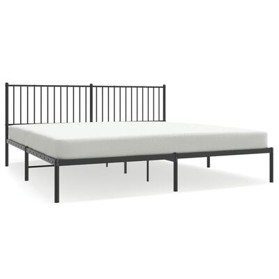 vidaXL Metal Bed Frame without Mattress with Headboard Black 193x203 cm