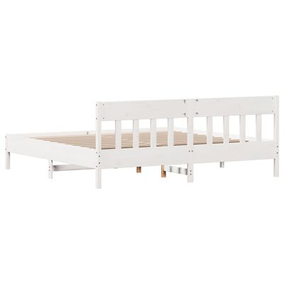 vidaXL Bed Frame without Mattress White 180x200 cm Super King Solid Wood Pine