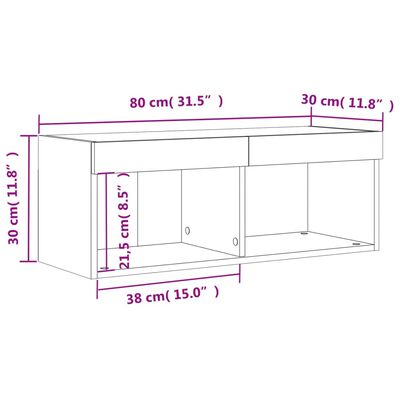 vidaXL TV Cabinet with LED Lights Concrete Grey 80x30x30 cm