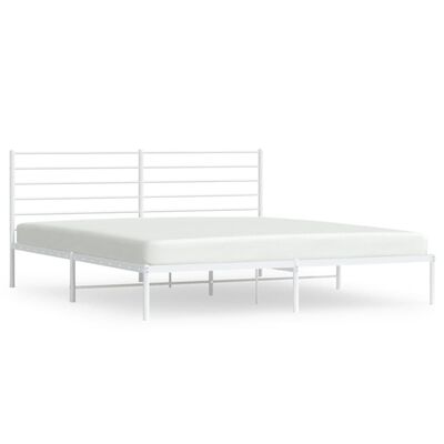 vidaXL Metal Bed Frame without Mattress with Headboard White 200x200 cm