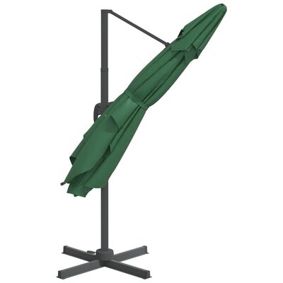 vidaXL LED Cantilever Garden Parasol Green 400x300 cm