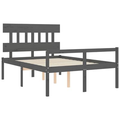 vidaXL Senior Bed without Mattress Grey Double Solid Wood