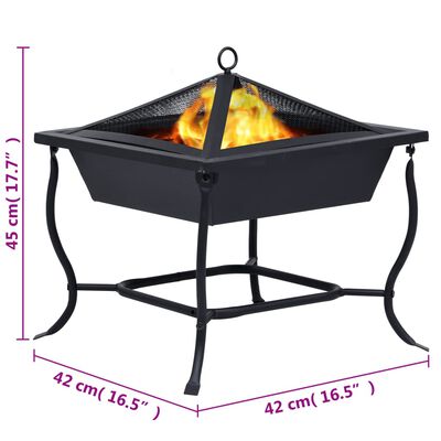 vidaXL Fire Pit Black 42x42x45 cm Steel