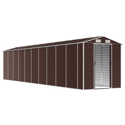 vidaXL Garden Shed Brown 191x895x198 cm Galvanised Steel