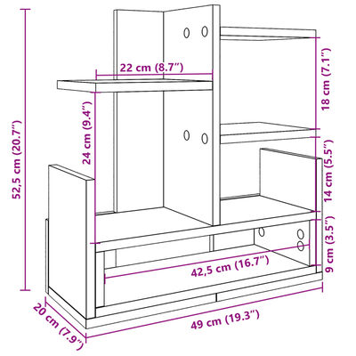 vidaXL Desk Organiser Sonoma Oak 49x20x52.5 cm Engineered wood