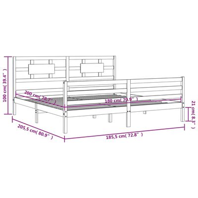 vidaXL Bed Frame without Mattress Super King Size Solid Wood