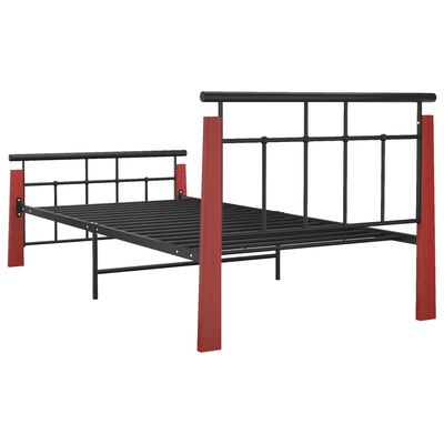 vidaXL Bed Frame without Mattress Metal and Solid Oak Wood 90x200 cm