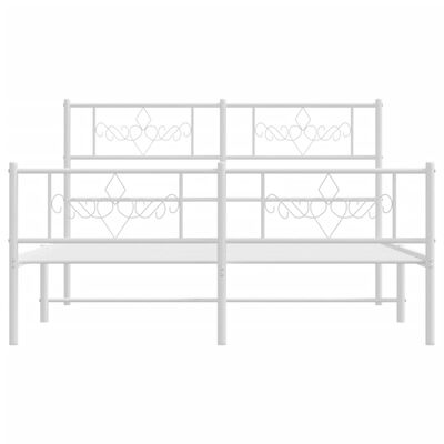 vidaXL Metal Bed Frame without Mattress with Footboard White 120x200 cm