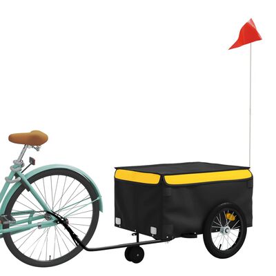 vidaXL Bike Trailer Black and Yellow 45 kg Iron