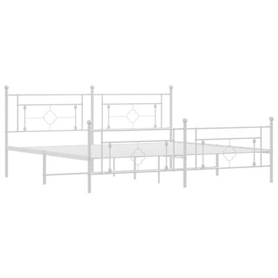 vidaXL Metal Bed Frame without Mattress with Footboard White 193x203 cm