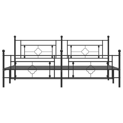 vidaXL Metal Bed Frame without Mattress with Footboard Black 193x203 cm