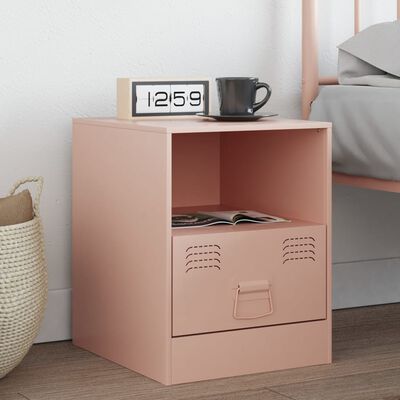 vidaXL Bedside Cabinet Pink 34.5x39x44 cm Steel