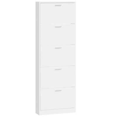 vidaXL Shoe Cabinet High Gloss White 59x17x169 cm Engineered Wood