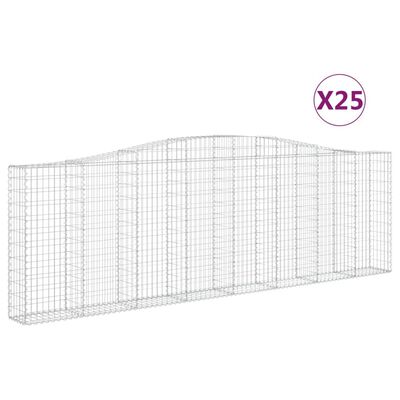 vidaXL Arched Gabion Baskets 25 pcs 400x30x120/140 cm Galvanised Iron